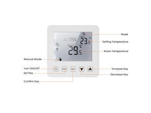 16A Programmable Electric Heating Thermostat LCD Touchscreen with White Backlight Temperature Controller Voice Control Compatible with Echo Alexa