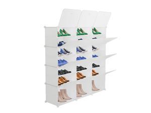 Closed Shoe Organizer Boxes, 12 Grids 42 Pairs Shoes Rack Tower Shelf Storage Cabinet Stand for Heels, Boots