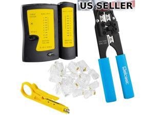 RJ45 Cable Crimper + Tester + RJ45 Connectors CAT5 Networking Network Tool Kit RJ45 Cable Crimper + Tester + RJ45 Connectors CAT5 Networking Network Tool Kit