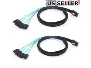 2x Mini SAS to 4 SATA SFF-8087 Multi-Lane Forward Breakout Splitter Cable 3 Feet 2x Mini SAS to 4 SATA SFF-8087 Multi-Lane Forward Breakout Splitter Cable 3 Feet