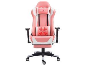 Nokaxus Gaming Chair Large Size High-Back Ergonomic Racing Seat with Massager Lumbar Support and Retractible Footrest PU Leather 90-180 Degree Adjustment of backrest Thickening sponges