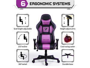 Nokaxus Gaming Chair Office Chair Adjustable Massage Lumbar Cushion Swivel Rocker Recliner Leather Ergonomic Computer Desk Chair with Retractable Arms Nokaxus Gaming Chair Office Chair Adjustable Massage Lumbar Cushion Swivel Rocker Recliner Leather Ergonomic Computer Desk Chair with Retractable Arms