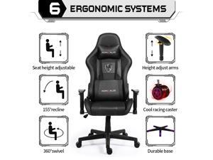 Nokaxus Gaming Chair Office Chair Adjustable Massage Lumbar Cushion Swivel Rocker Recliner Leather Ergonomic Computer Desk Chair with Retractable Arms Nokaxus Gaming Chair Office Chair Adjustable Massage Lumbar Cushion Swivel Rocker Recliner Leather Ergonomic Computer Desk Chair with Retractable Arms