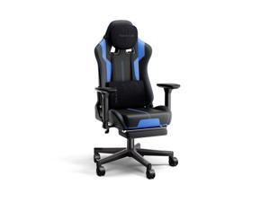 NOKAXUS Gaming Chair With Adjustable  Footrest Armrest Head and Lumbar Pillow Black/Blue