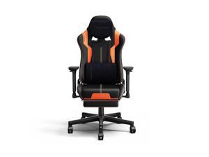 NOKAXUS Gaming Chair With Adjustable  Footrest Armrest Head and Lumbar Pillow Black Black/Orange