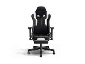 NOKAXUS Gaming Chair With Adjustable  Footrest Armrest Head and Lumbar Pillow Black Black/White