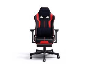 NOKAXUS Gaming Chair With Adjustable  Footrest Armrest Head and Lumbar Pillow Black Black/Red