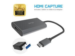Pengo HDMI-USB 3.0 1080p@60fps Grabber (Type-C / USB 3.0 UVC), Video & Audio Capture Device, Live Stream/ Game Stream, for Xbox, PS4, Switch, DSLR, Camcorders Compatible with Windows & Mac OS.