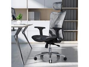 SIHOO Ergonomic Adjustable Office Chair with 3D Arm Rests and Lumbar Support - High Back with Breathable Mesh - Mesh Seat Cushion - Adjustable Head & Reclines Grey
