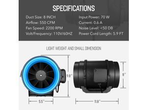 4/6/8 Inch Inline Duct Fan Variable Speed Controller HVAC Blower Kit 4/6/8 Inch Inline Duct Fan Variable Speed Controller HVAC Blower Kit