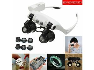 Headband Head Magnifier 8 Lens LED Light Jeweler Watch Loupe Magnifying Glasses
