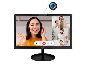 Video Conferencing Webcam Monitor TECNII 20  Inch(2022W) LED Backlit, Built-in Web Camera, Microphones, Speakers, HDMI VGA Inputs for Home and Office| Black