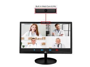 Webcamera Monitor TECNII 20 Inch Webcam Monitor (2022W) LED Backlit, Built-in Web Camera, Microphones, Speakers, HDMI VGA Inputs for Home and Office| Black