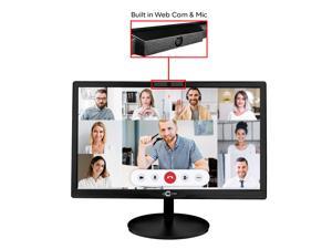 TECNII 20 Inch Webcam Monitor (2022W) LED Backlit, Built-in Web Camera, Microphones, Speakers, HDMI VGA Inputs for Home and Office| Black