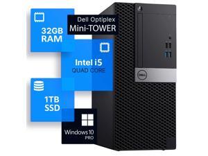 Dell OptiPlex Desktop PC Mini Tower Business Computer System | Intel Quad Core i5 Processor Up to 3.60 GHz | 32GB DDR4 RAM | 1TB NVMe SSD | Windows 10 Pro | Built-in WIFI | Wireless Keyboard & Mouse