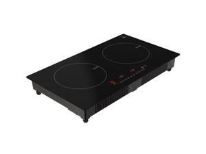 Cheftop Induction 2 Burner Cooktop - Portable 120V Digital Ceramic Top 2 Burner Electric Cooktop with Kids Safety Lock - Works with Flat Cast Iron Pan,1800 Watt, Touch Sensor Control, Multiple Control