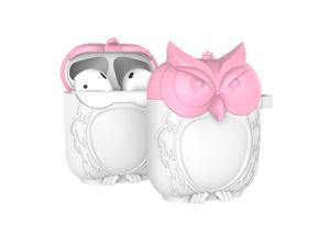 For Apple AirPod Chic Unique Owl Shape Silica Gel Earphone Protective Case Cover Pink + white Airpods owl For Apple AirPod Chic Unique Owl Shape Silica Gel Earphone Protective Case Cover Pink + white Airpods owl