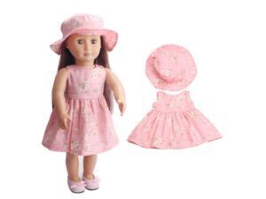 2pcs Doll Clothing Suit Flower Printing Dress + Hat for 18 Inch doll C233 as shown 2pcs Doll Clothing Suit Flower Printing Dress + Hat for 18 Inch doll C233 as shown