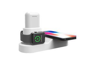 4 in 1 Qi Wireless Charger Fast Charging Dock for Apple Watch AirPods iPhone XS Max XR Samsung S9 S9+ white U.S plug