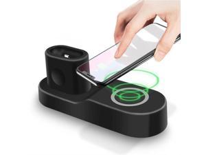 4 in 1 Qi Wireless Charger Fast Charging Dock for Apple Watch AirPods iPhone XS Max XR Samsung S9 S9+ black U.S plug