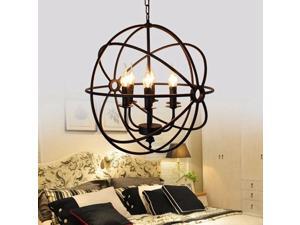Modern Industrial Chandelier 6 Light Hanging Fixture Round Ball Cage Pendant Light Modern Industrial Chandelier 6 Light Hanging Fixture Round Ball Cage Pendant Light