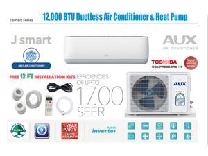 AUX 12000 BTU Mini Split Air Conditioner Heat Pump INVERTER System 17 SEER 115V 25FT Ductless AC Unit White