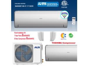 AUX 36000 BTU Mini Split Air Conditioner Heat Pump INVERTER System 17 SEER 208V  230V 25FT Ductless AC Unit White