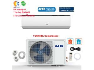 AUX 12000 BTU Mini Split Air Conditioner Heat Pump INVERTER System 17 SEER 115V 12FT Ductless AC Unit White