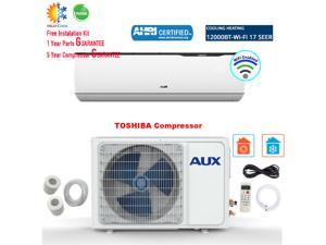 AUX 12000 BTU Mini Split Air Conditioner Heat Pump INVERTER System 17 SEER 115V WiFi 12FT Ductless AC Unit White