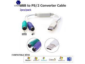 2Pcs /Set 31cm High Quality USB To PS/2 Cable Adapter Converter Mouse Keyboard Converter Adapter For PS2 Interface Connector 2Pcs /Set 31cm High Quality USB To PS/2 Cable Adapter Converter Mouse Keyboard Converter Adapter For PS2 Interface Connector