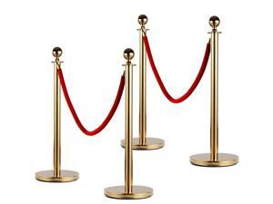 2/4/6 PACK Stainless Steel Stanchion Set Rope Red Velvet Velour Queue Barrier US 2/4/6 PACK Stainless Steel Stanchion Set Rope Red Velvet Velour Queue Barrier US