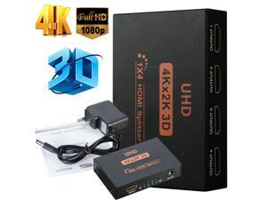 Ultra HD 4K 4 Port HDMI Splitter 1x4 Repeater Amplifier 1080P 3D Hub 1 In 4 Out