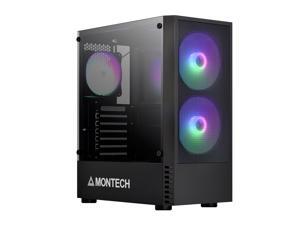 Montech X2 MESH Black ATX Mid-Tower Case/High Airflow, Fine Mesh Front Panel, Full Glass Side Panel