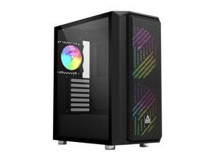 Montech Air X ARGB - Black ATX Mid-Tower Gaming Case/ Super High Airflow/ Pull Out Tempered Glass/ Metallic Diamond Mesh Front Panel/ 2 x 200mm ARGB Fans & 1 x 120mm ARGB Fan & Fan Controller Pre-Installed
