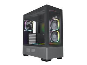Montech Sky Two, Dual Tempered Glass, 4X PWM ARGB Fans Pre-Installed, ATX Gaming Mid Tower Computer Case, Type C, High Airflow Performance- Black