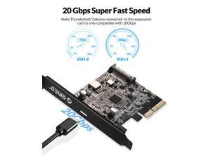 Plugadget Type USB C PCI-Express to USB 3.2 20Gbps PCI-E Express Expansion Card Adapter with ASM3242 Chipset for Windows 8/10/Linux