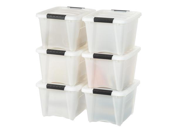 IRIS USA 4 Pack 6qt Plastic Compact Stackable Storage Drawers, White 