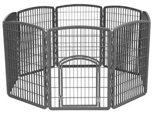 IRIS 34-inch Exercise 8-Panel Pet Playpen with Door, Gray IRIS 34-inch Exercise 8-Panel Pet Playpen with Door, Gray