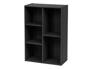 IRIS 5-Compartment Wood Organizer Bookcase Storage Shelf, Black