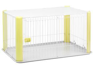 IRIS Wire Dog Crate with Mesh Roof, Yellow IRIS Wire Dog Crate with Mesh Roof, Yellow
