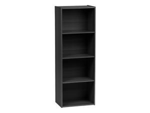 4-Tier Wood Storage Shelf, Black