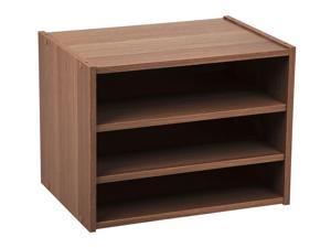 IRIS TACHI Modular Wood Stacking Storage Box with Shelf, 1 Pack, Dark Brown