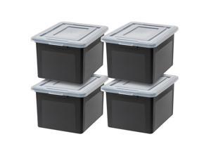 IRIS Classic Letter and Legal Size File Box, 4 Pack, Black/Clear IRIS Classic Letter and Legal Size File Box, 4 Pack, Black/Clear