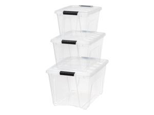 IRIS 19, 32, and 53 Quart Stack & Pull™ Box, Clear with Black Handles IRIS 19, 32, and 53 Quart Stack & Pull™ Box, Clear with Black Handles