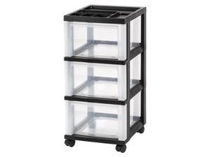IRIS Medium 3-Drawer Cart with Organizer Top, 1 Pack, Black IRIS Medium 3-Drawer Cart with Organizer Top, 1 Pack, Black