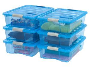 IRIS 26 Quart Stack & Pull™ Box, 6 Pack, Trans Blue