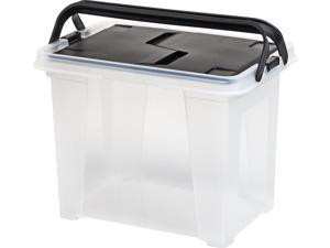 IRIS USA Letter Size Portable Wing-Lid File Box with Handles, 4 Pack, Black