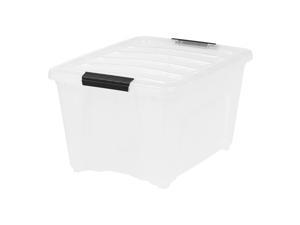 IRIS 32 Quart Stack & Pull Box, Multi-Purpose Storage Bin, 6 Pack, Pearl