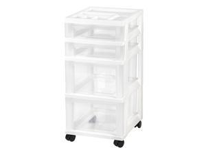 IRIS 4-Drawer Storage Cart with Organizer Top, 1 Pack, White IRIS 4-Drawer Storage Cart with Organizer Top, 1 Pack, White