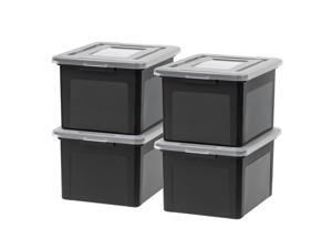 IRIS Dual Purpose Letter and Legal Size File Box, 4 Pack, Black/Clear IRIS Dual Purpose Letter and Legal Size File Box, 4 Pack, Black/Clear